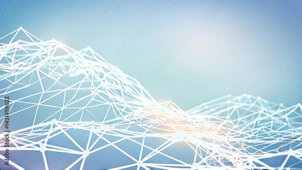 Poster seamless digital mesh of translucent polygons with dynamic lighting