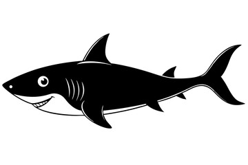 Obraz premium shark vector silhouette illustration isolated on white background