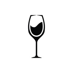wine glass silhouette logo design template