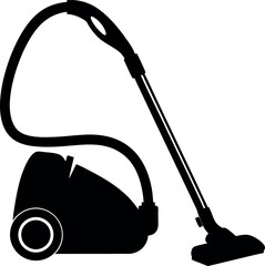 Black Silhouette of Vacuum Cleaner, Appliance, Cleaning Equipment, Domestic, Isolated