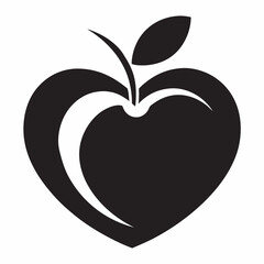 Vector sign abstract apple on heart shape silhouette 