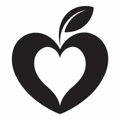 Vector sign abstract apple on heart shape silhouette 