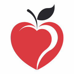 Vector sign abstract apple on heart shape silhouette 