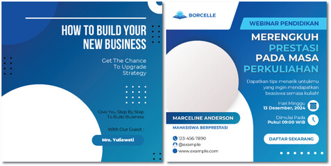 Webinar flyer template for starting a business or reaching academic achievement