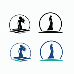 Beautiful Silhouette Woman logo icons – Elegant Female Profile Illustration