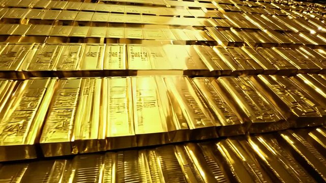 Golden business design: brown bamboo pattern with gold bars on the building's roof