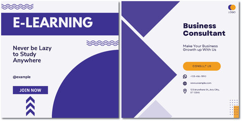 Modern banner design showcasing e-learning and business consultancy services