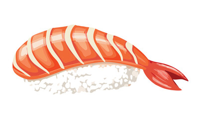 Sushi Shrimp Nigiri - Vector Illustration