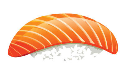Sushi Salmon Nigiri Rice - Vector Illustration