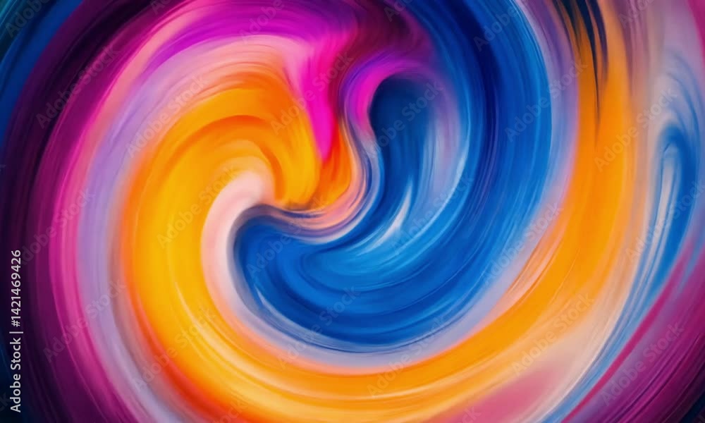 Poster neon color strokes swirling in a psychedelic animation over a deep black background creating vibrant