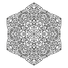 Black simple ethnic mandala pattern vector illustration on a white background