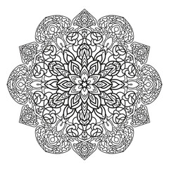 Decorative Floral Mandala Line Art Vector On a White Background