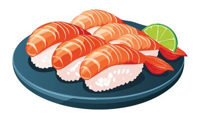 Sushi Salmon Rice - Vector Illustration