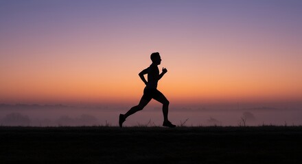 Runner Silhouetted Against Sunrise
