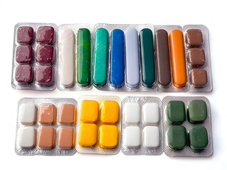 Tablets in strip isolated on white