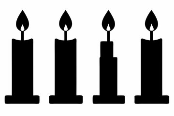 set of candle vector silhouette illustration isolated on white background