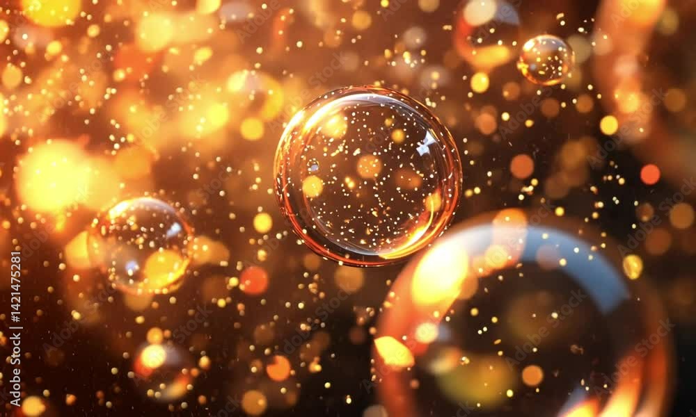 Poster soft large bubbles in circular bokeh patterns creating an animated background with a dreamy atmosphe