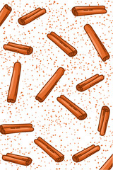 Cartoon doodle cinnamon illustration and spice powder. Food ingredient 