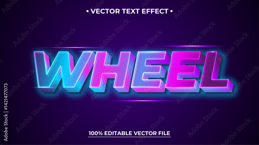 Poster 3d text effect editable text style effect with colorful light theme