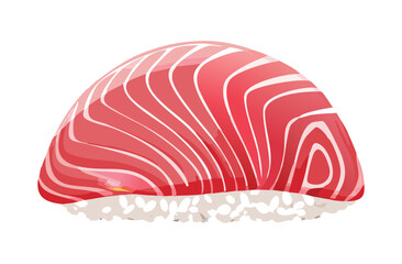 Tuna Sashimi and Rice Sushi - Vector Illustration