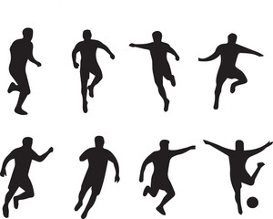 Soccer Players Vector Set  , Football Player Silhouettes ,Vector Soccer Athletes ,Football Player Vector Icons