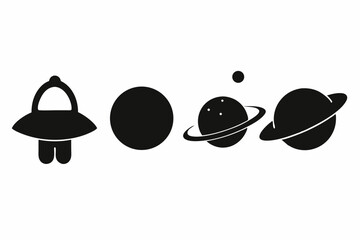 space icons vector silhouette illustration isolated on white background