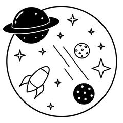 space icons vector silhouette illustration isolated on white background