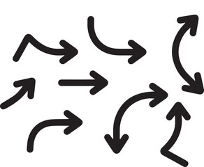 Editable Arrow Set Line, Curved  Geometric Arrows 