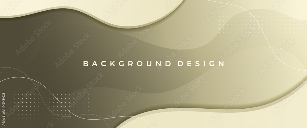 Wall mural wavy shape with beige color scheme horizontal banner vector template design. with place for the text
