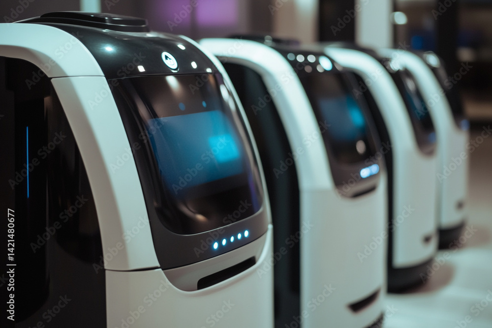 Aufkleber autonomous delivery robots lined up ready for dispatch