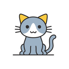 Obraz premium Simple line icon of a cute cat sitting with big round eyes, small ears, and a curved tail