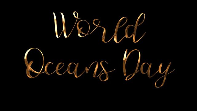 Golden script words World Oceans Day for ecofriendly designs, posters, social media, and promotional materials related to ocean conservation.