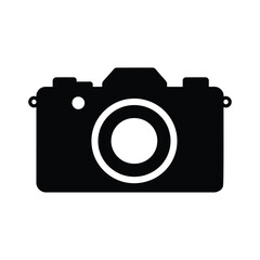 Simple Black and White Camera Icon Vector, Minimalist Camera Icon in Black and White