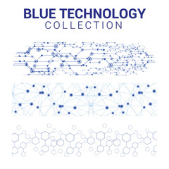 Blue technology collection, technology lines, tech lines, technology collection