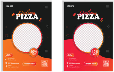 Delicious Pizza Flyer Design | Restaurant Promotion Poster | Food Menu Vector shape design