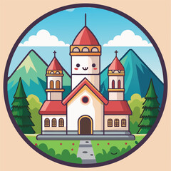 Cute Church in a Scenic Mountain Landscape