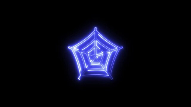 Spooky vertical spider web icon animation with clean line art on black background