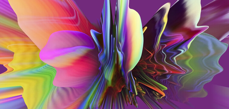 Colorful 3D extrusions in a dynamic holographic art display