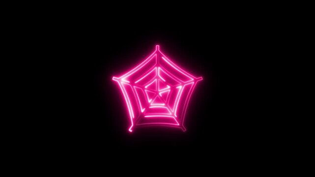 Spooky vertical spider web icon animation with clean line art on black background