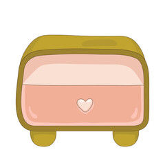 Cabinet with shelves in cartoon style. Shelf, bookcase, bathroom cabinet. Isolated on white background. Decor for storage. Illustrations for a furniture store. hand drawn. Vector illustration.