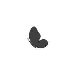 A minimalist, monochrome butterfly icon featuring elegant, symmetrical wings and delicate antennae. Its clean silhouette makes it versatile for nature-related designs, beauty brands, environmental the