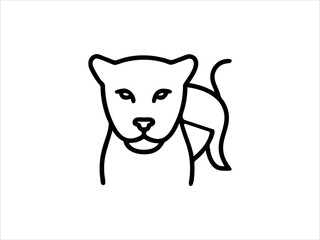 Simple Line Drawing of a Panther
