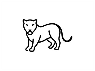 Simple Line Drawing of a Panther