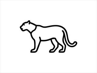 Simple Line Drawing of a Panther