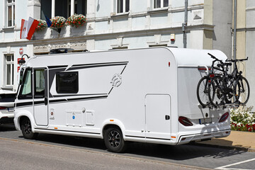 Tourist camper with bike rack