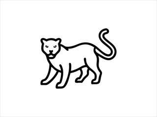 Simple Line Drawing of a Panther