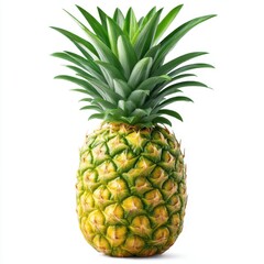 Fototapeta premium Pineapple with green crown isolated on white background