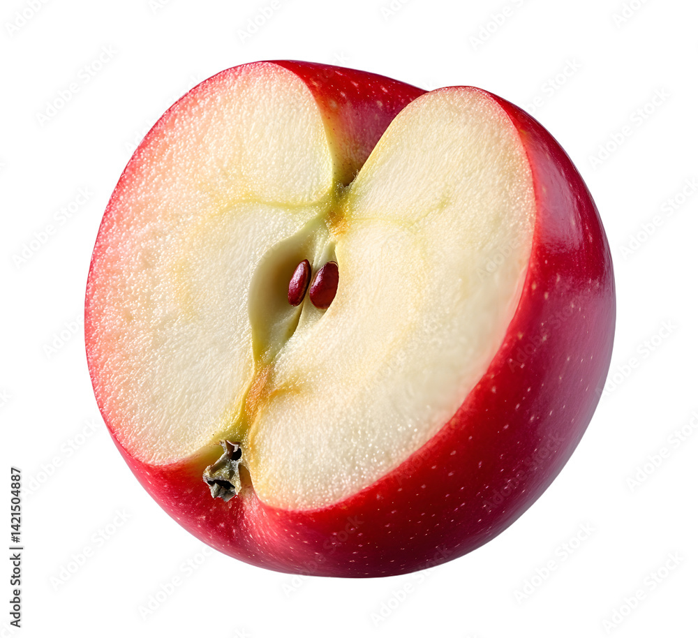 Poster red apple half isolated png. apple half on transparent background. png format. red apple slice with 