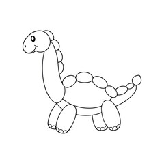 Cute dinosaur illustration made of oval shapes in black and white baloon