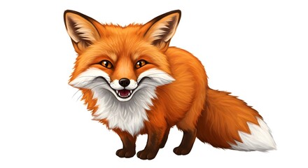 Obraz premium Smiling Fox Illustration on White Background